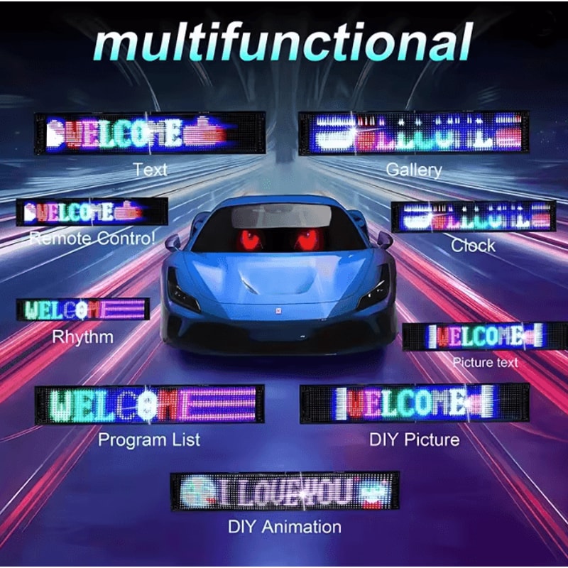 LED Matrix Car Windshield Display With App Control Flexible LED Car Display Panel 2