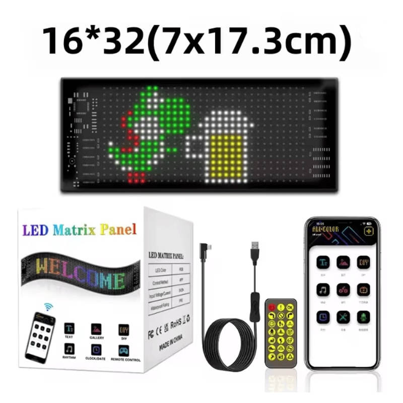 LED Matrix Car Windshield Display With App Control Flexible LED Car Display Panel 3