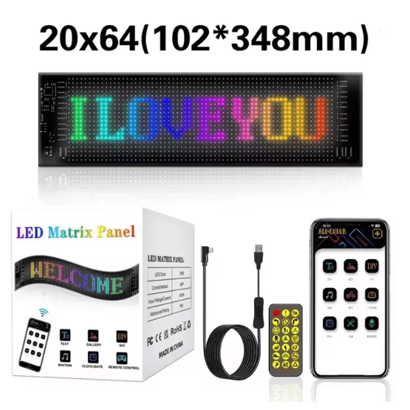 LED Matrix Car Windshield Display With App Control Flexible LED Car Display Panel 5
