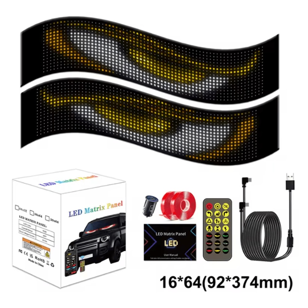 LED Matrix Car Windshield Display With App Control Flexible LED Car Display Panel 8