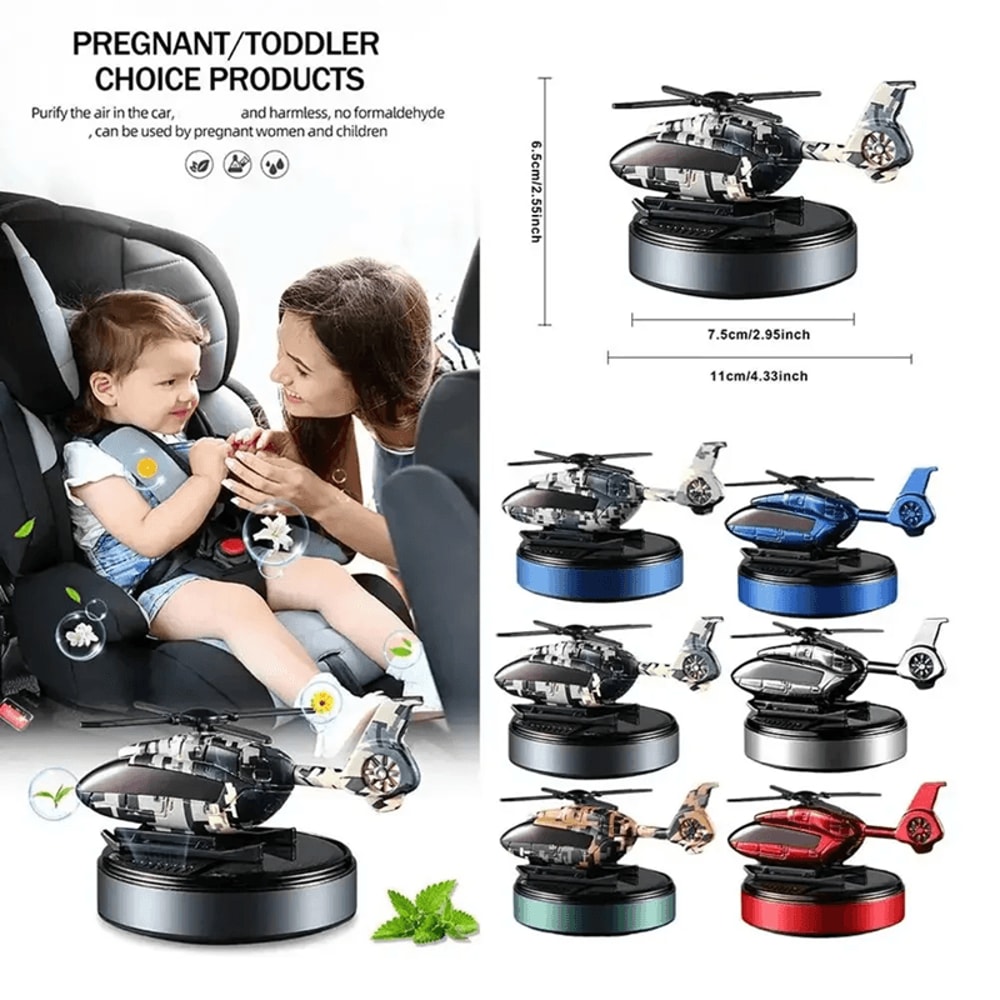 Solar Spin Helicopter Car Air Freshener Diffuser 1