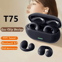 bluetooth 5.3 bone conduction clip ear headphones wireless sports earbuds