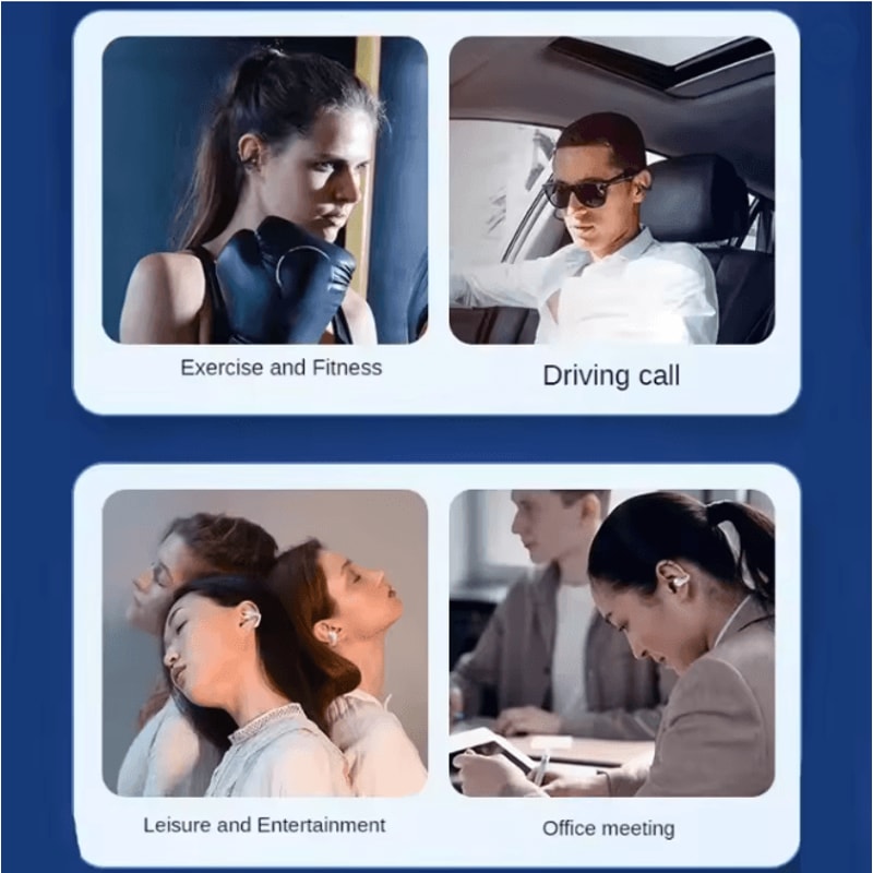 Bluetooth 53 Bone Conduction Clip Ear Headphones Wireless Sports Earbuds 2