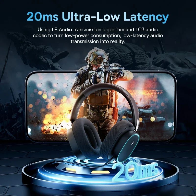 Baseus GH02 Wireless Gaming Headset RGB Over Ear Bluetooth Headphones 2