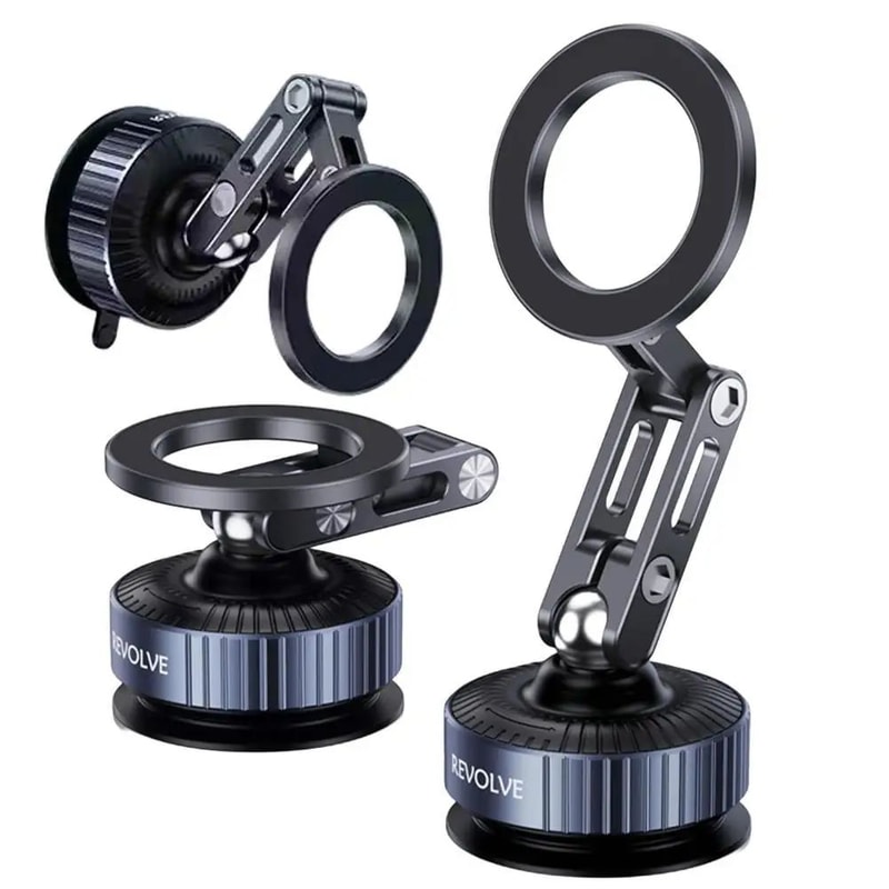 Magnetic Car Phone Holder With Vacuum Suction Foldable Mount 0