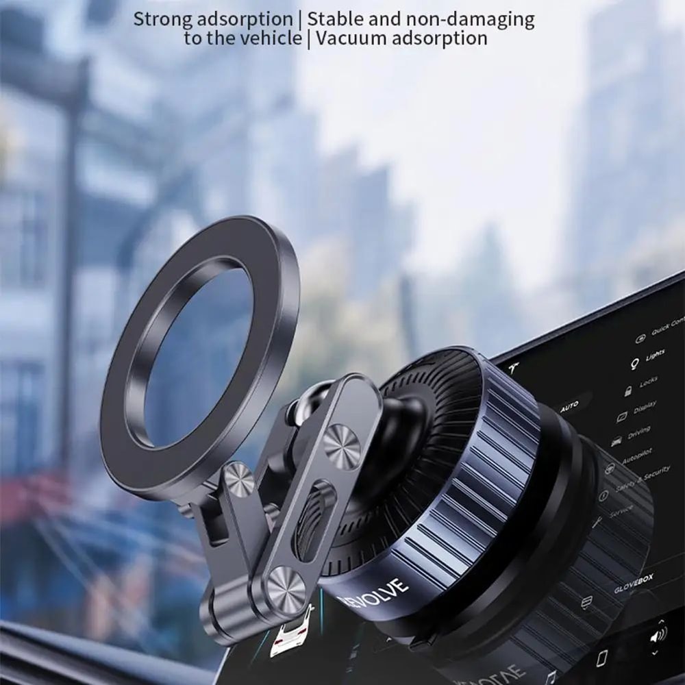 Magnetic Car Phone Holder With Vacuum Suction Foldable Mount 1