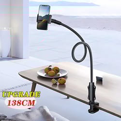 flexible gooseneck phone holder clamp stand with long arm mount