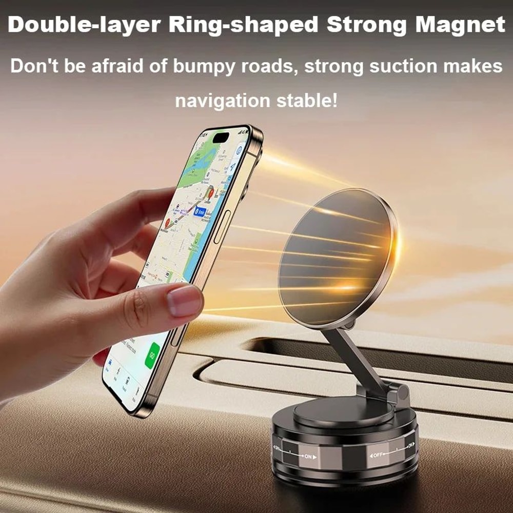 360 Degree Vacuum Magnetic Car Phone Holder Universal Suction Mount 1