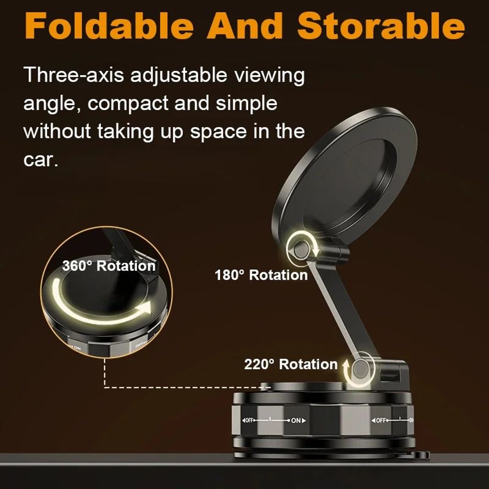 360 Degree Vacuum Magnetic Car Phone Holder Universal Suction Mount 3