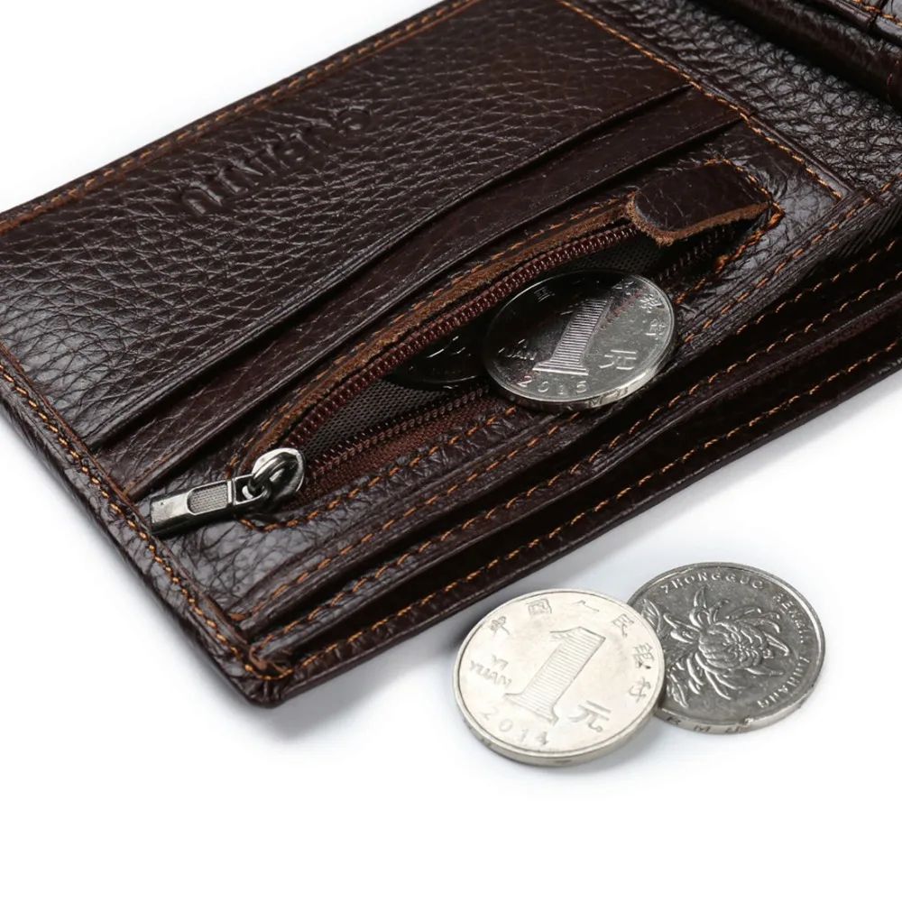 Genuine Leather Mens Wallet With Coin Pocket And Zipper 3