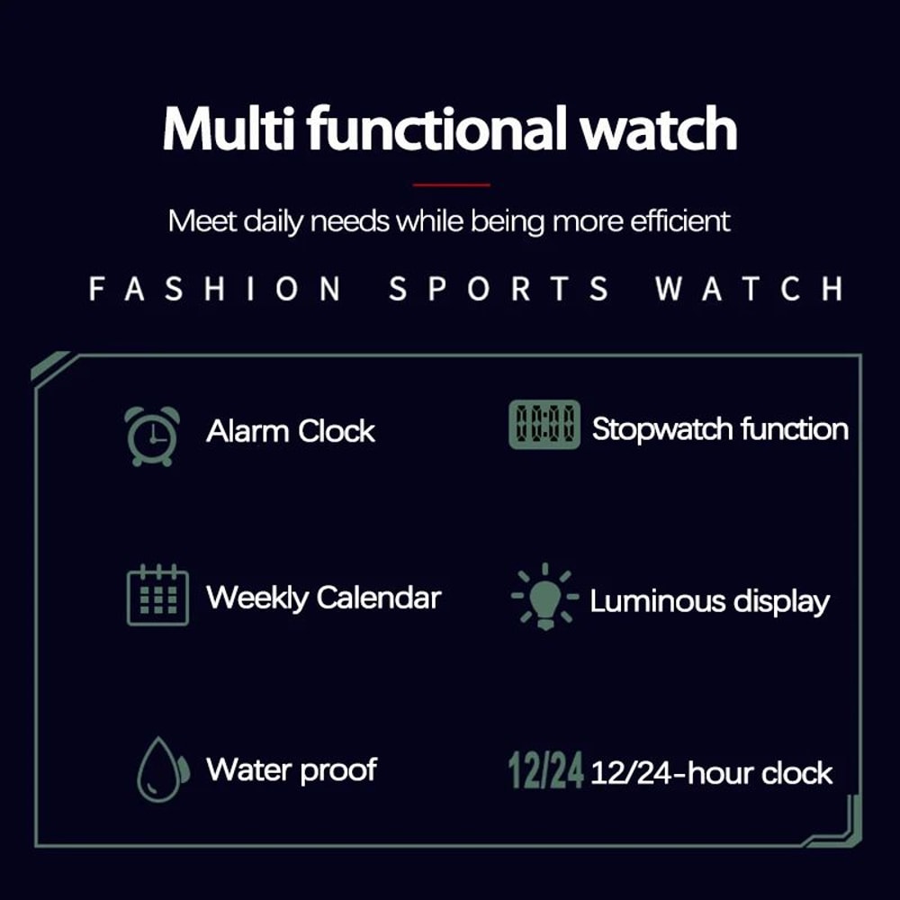Waterproof Multifunction Digital Sports Watch For Men 3