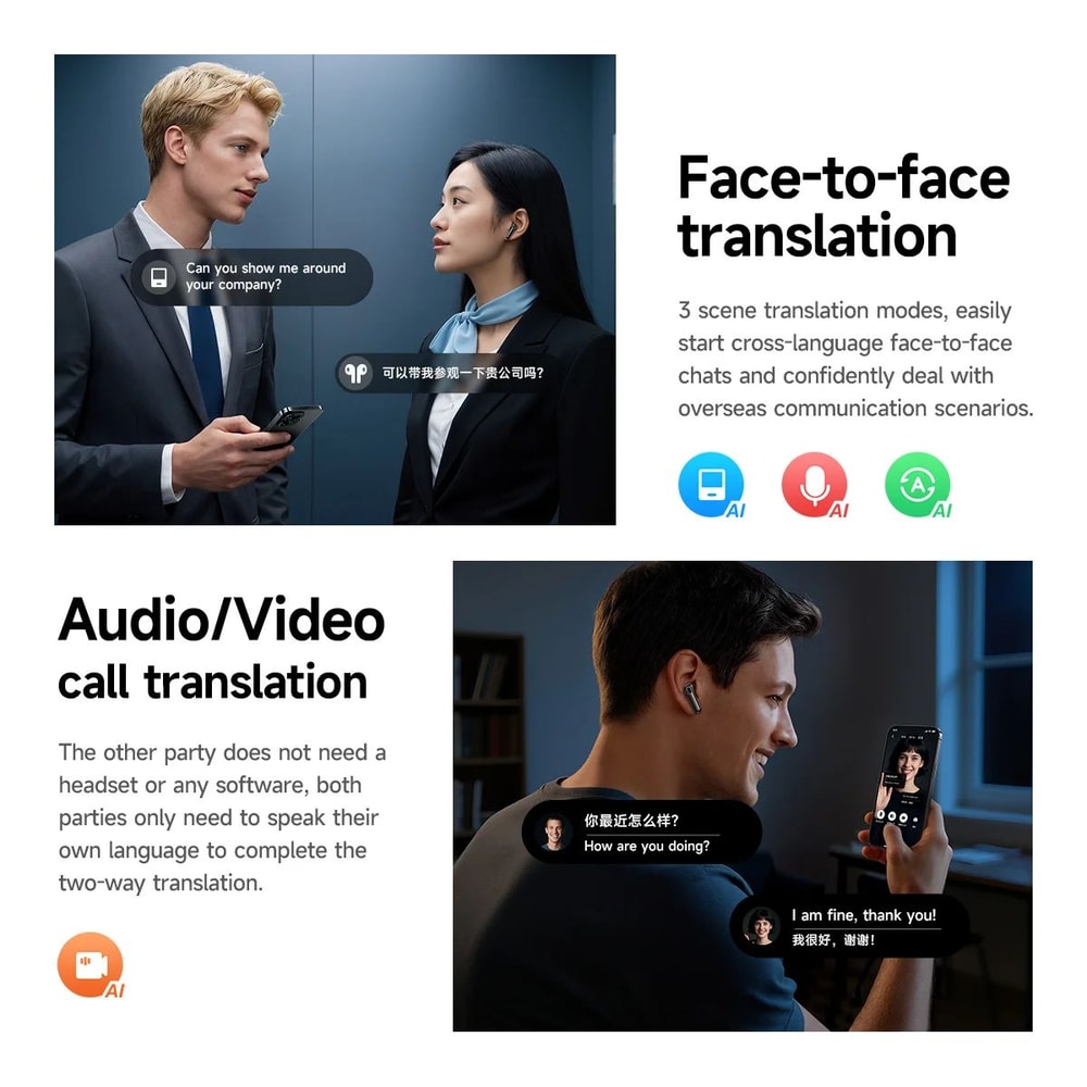 HOCO Smart AI Translation Earbuds Wireless Noise Cancelling Headphones 3