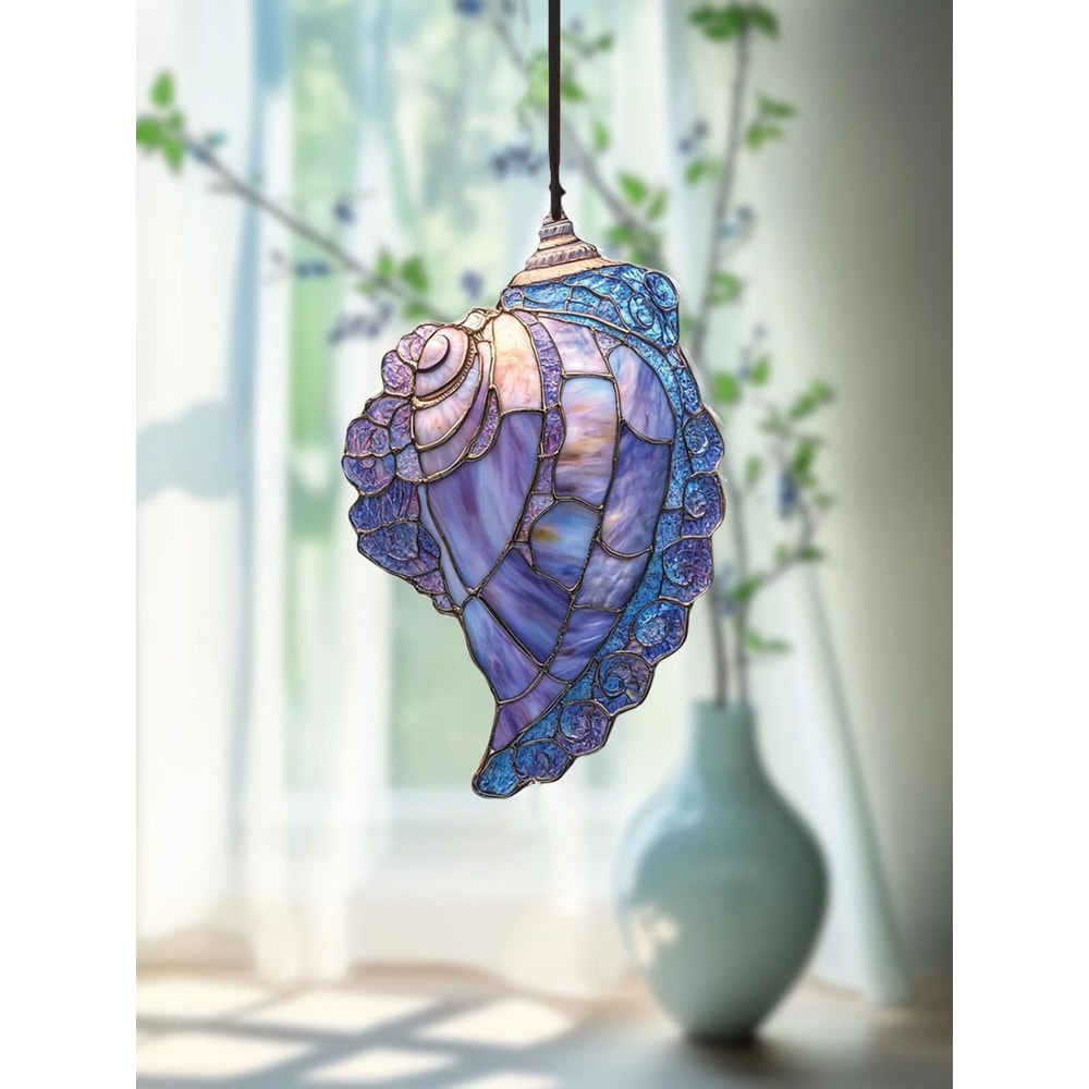 Blue Conch Shell Suncatcher Coastal Window Hanging Decor 5