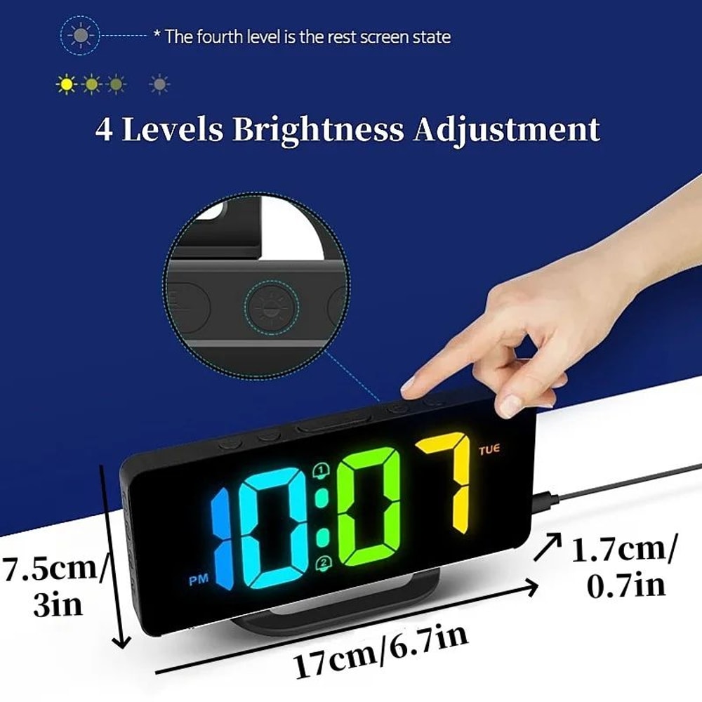 RGB Digital Alarm Clock With Mood Light And USB Charging 1