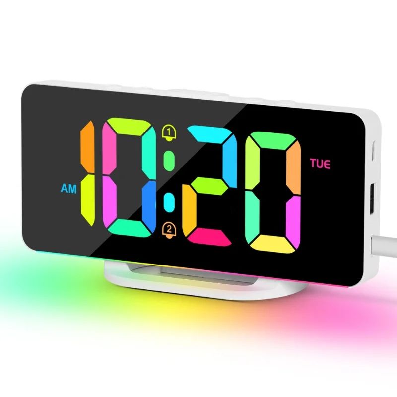 RGB Digital Alarm Clock With Mood Light And USB Charging 7
