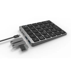 aluminum bluetooth numeric keypad with usb hub for laptop tablet and desktop