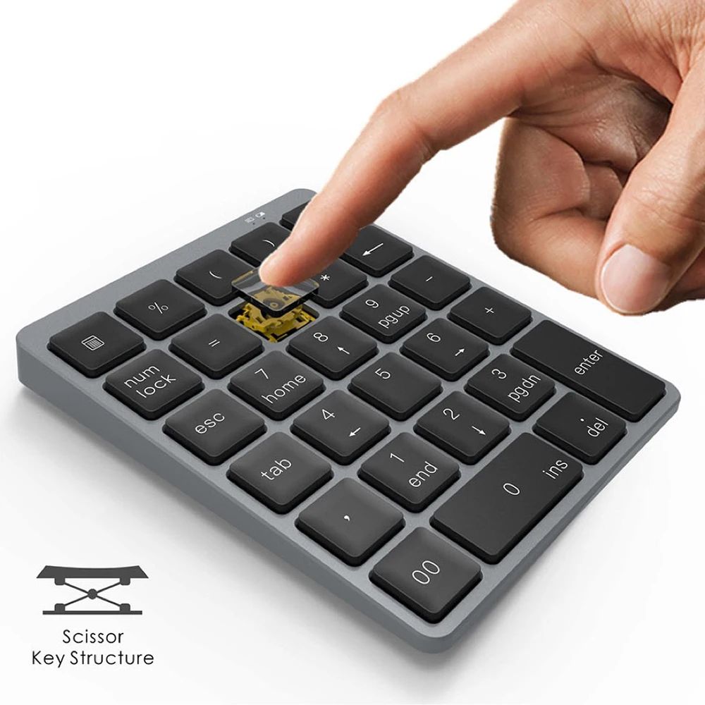 Aluminum Bluetooth Numeric Keypad With USB Hub For Laptop Tablet And Desktop 2