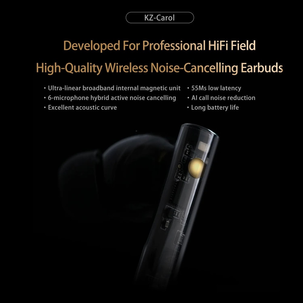 KZ Carol Active Noise Cancelling Wireless Earbuds With Bluetooth 5