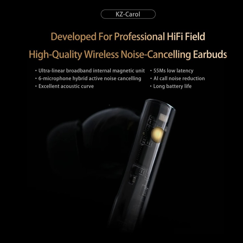 KZ Carol Active Noise Cancelling Wireless Earbuds With Bluetooth 5