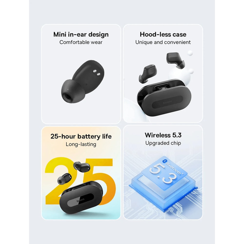 Baseus Bowie EZ10 Wireless Bluetooth 53 Earbuds With Low Latency And Fast Charging 1