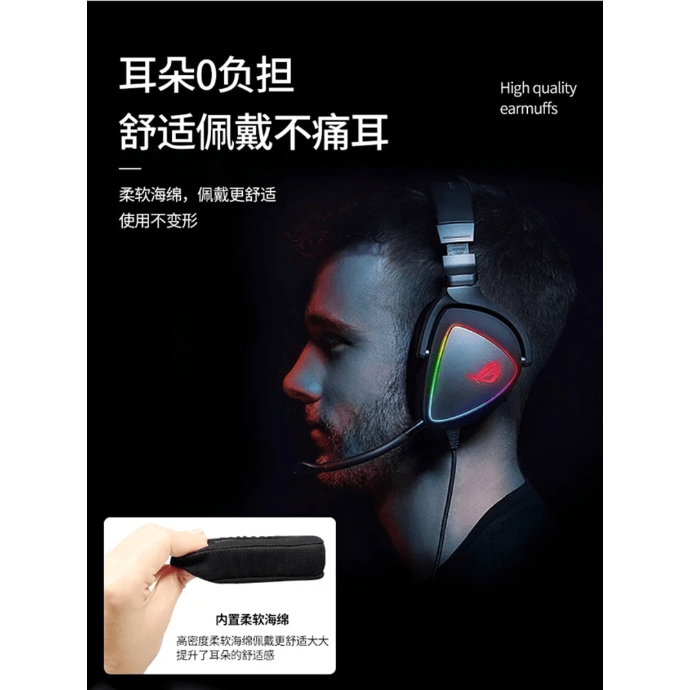 Replacement Ear Pads For ASUS ROG Delta Gaming Headset Soft Memory Foam Cushions 2