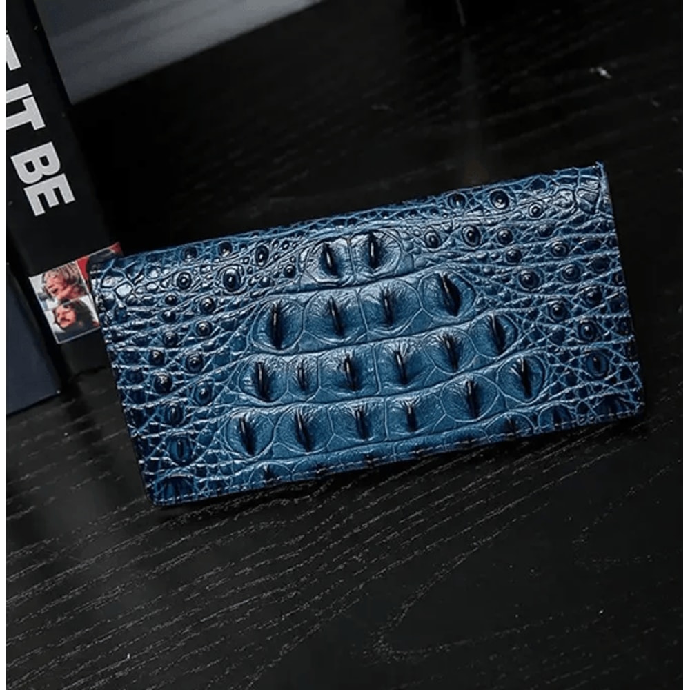 Mens Slim Leather Wallet With Crocodile Texture Business Card Holder 2
