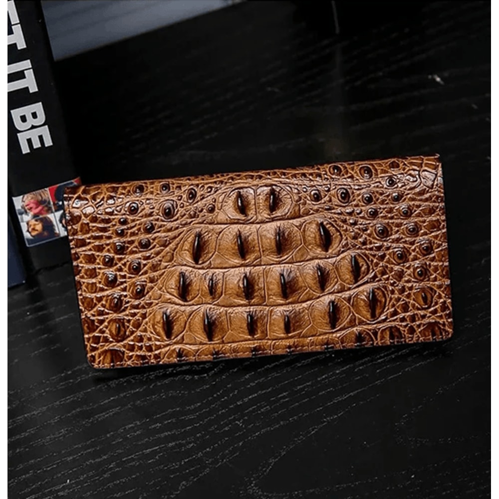 Mens Slim Leather Wallet With Crocodile Texture Business Card Holder 4