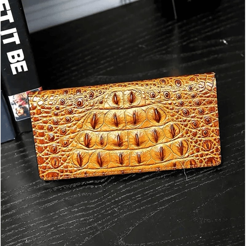 Mens Slim Leather Wallet With Crocodile Texture Business Card Holder 5