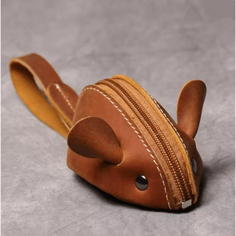 Cute Mouse Leather Coin Purse Mini Zipper Wallet And Key Holder 2