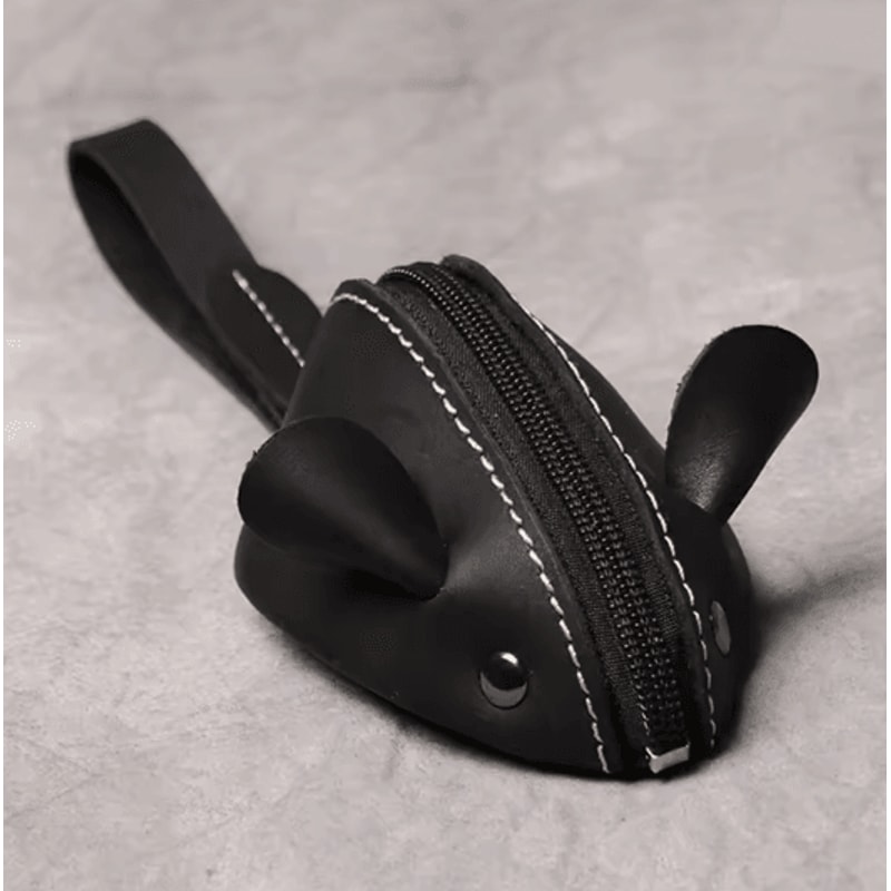 Cute Mouse Leather Coin Purse Mini Zipper Wallet And Key Holder 3
