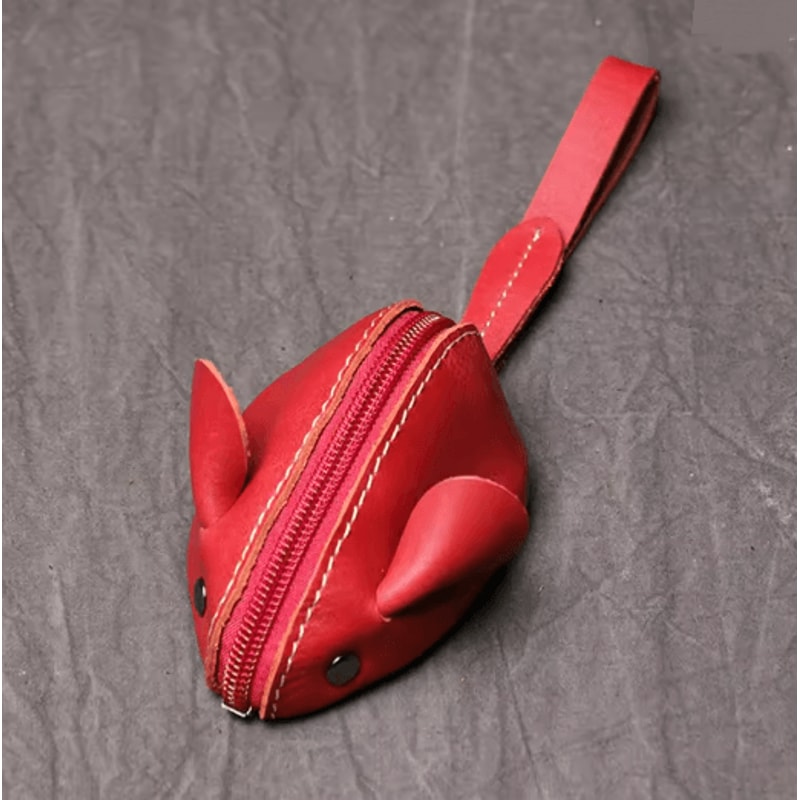 Cute Mouse Leather Coin Purse Mini Zipper Wallet And Key Holder 6