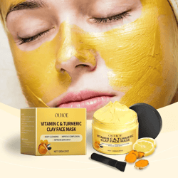 vitamin c turmeric clay face mask for brightening and pore cleansing