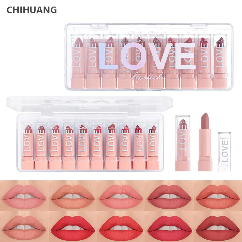10 Piece Matte Lipstick Set Long Lasting Lipstick Kit With Lip Liner 0