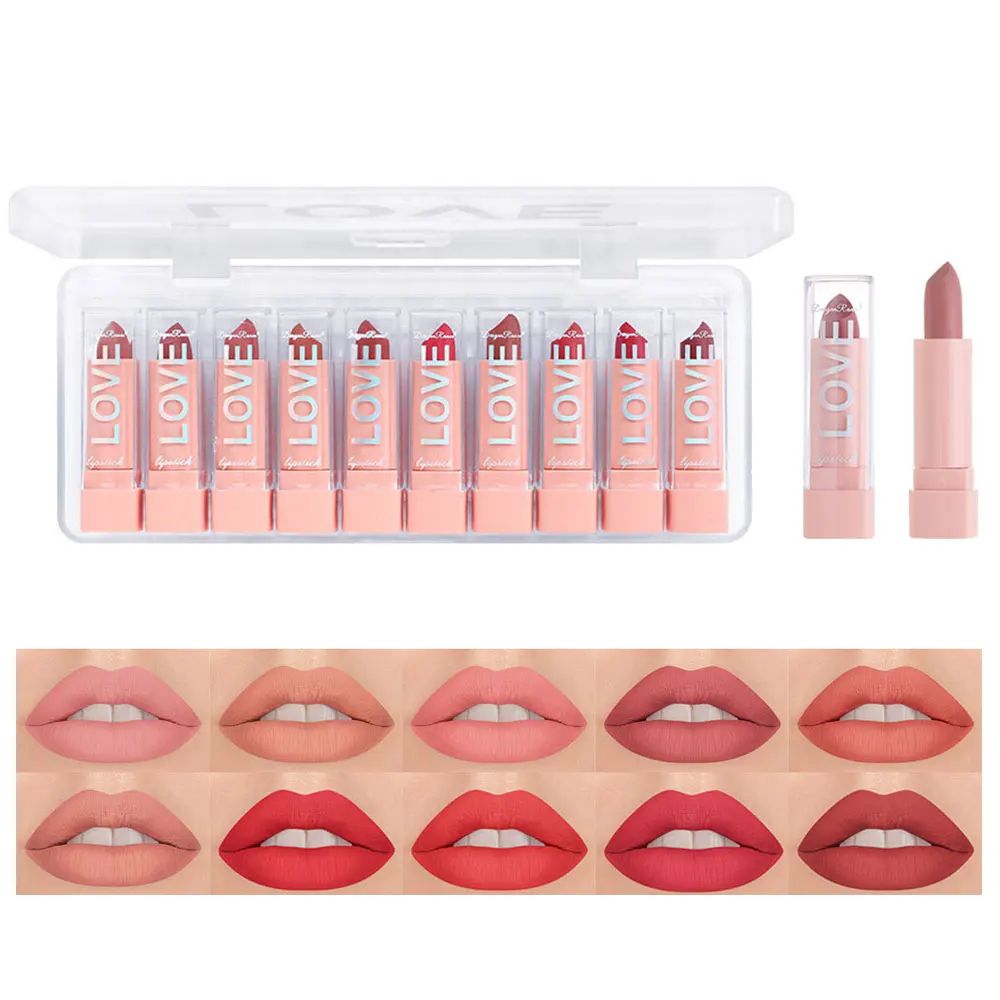 10 Piece Matte Lipstick Set Long Lasting Lipstick Kit With Lip Liner 6