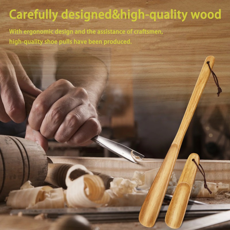 Wooden Shoe Horn Set – Effortless Shoe Wearing & Comfort | Set of 2 Long Lifters