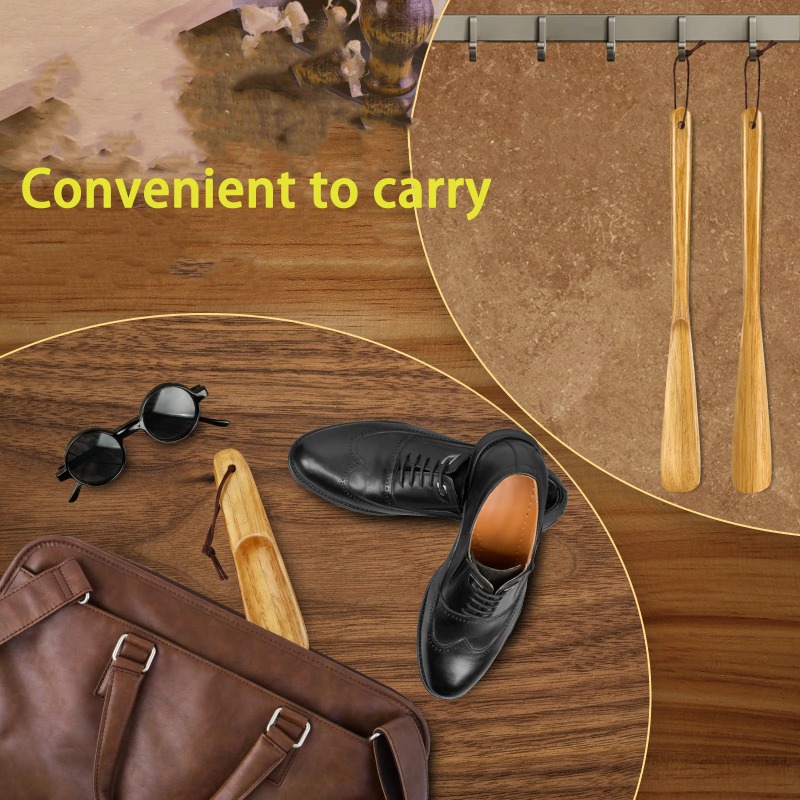 Wooden Shoe Horn Set – Effortless Shoe Wearing & Comfort | Set of 2 Long Lifters