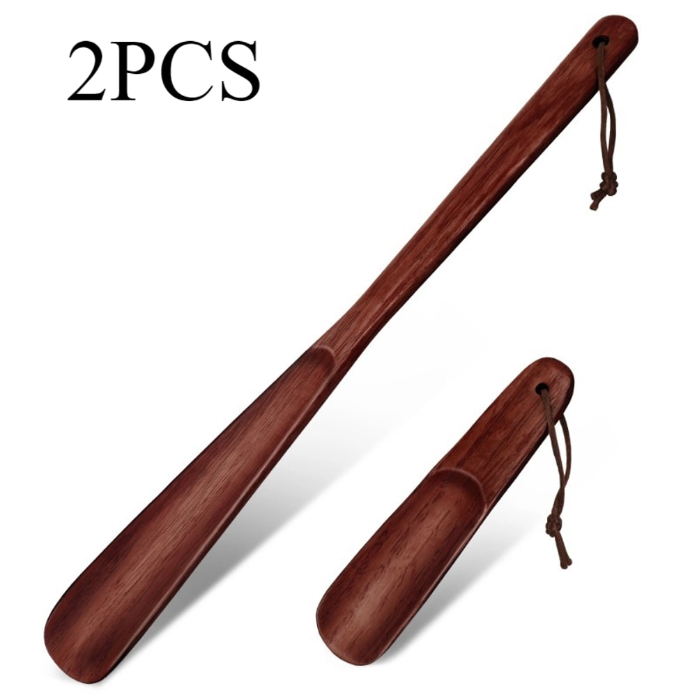 Wooden Shoe Horn Set – Effortless Shoe Wearing & Comfort | Set of 2 Long Lifters