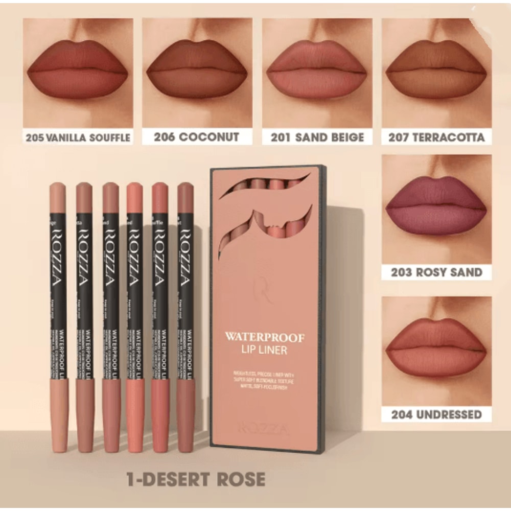 Rozza Waterproof Lip Liner Pencil Set Matte Precision Lip Definer Kit 3