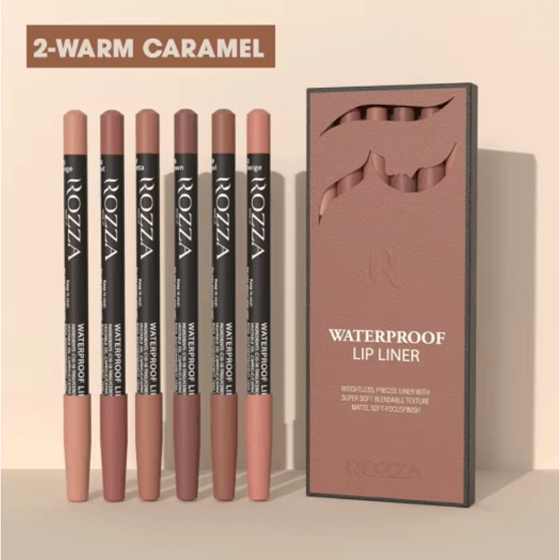 Rozza Waterproof Lip Liner Pencil Set Matte Precision Lip Definer Kit 5