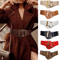 Classic Gold Buckle Leather Belt Adjustable Womens Fashion Waist Belt 0
