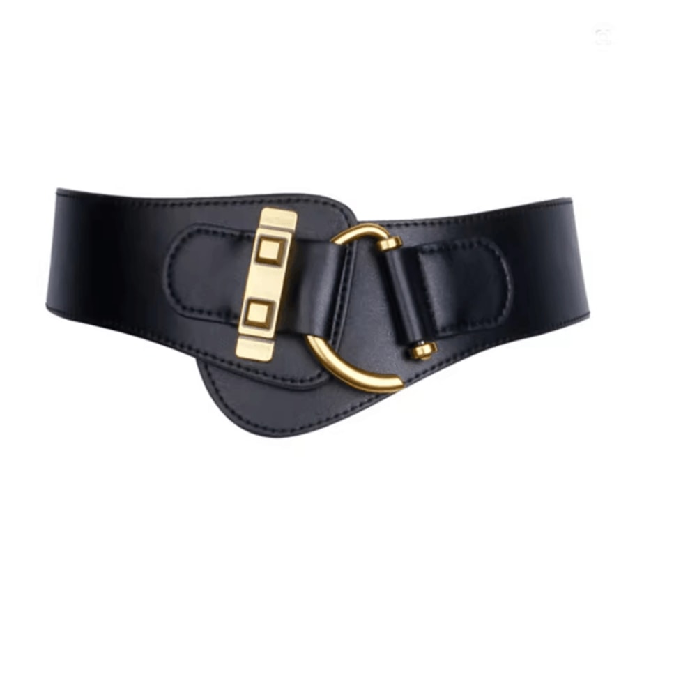 Classic Gold Buckle Leather Belt Adjustable Womens Fashion Waist Belt 4