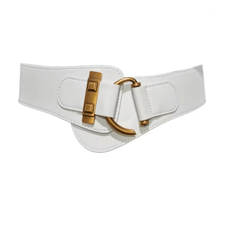 Classic Gold Buckle Leather Belt Adjustable Womens Fashion Waist Belt 5