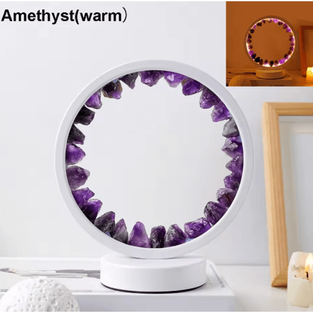 Amethyst Crystal LED Lamp Natural Gemstone Decorative Night Light 2
