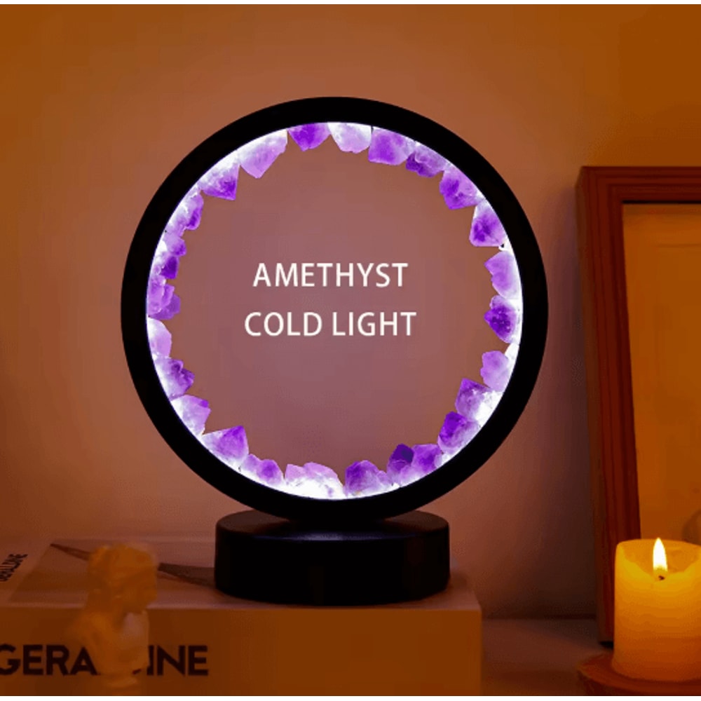 Amethyst Crystal LED Lamp Natural Gemstone Decorative Night Light 3