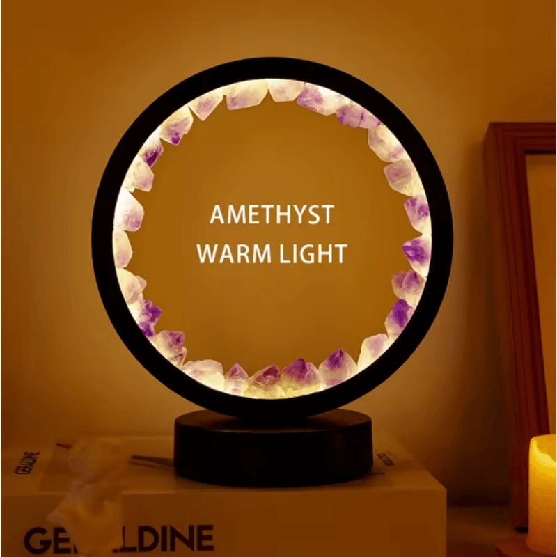 Amethyst Crystal LED Lamp Natural Gemstone Decorative Night Light 5