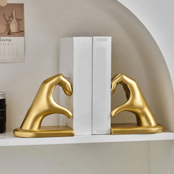 gold heart hand decorative bookends modern metal bookends for bookshelf