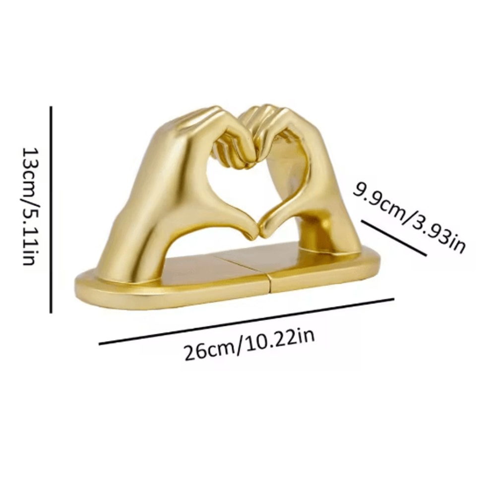 Gold Heart Hand Decorative Bookends Modern Metal Bookends For Bookshelf 3