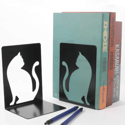 cute cat metal bookends heavy duty decorative bookends for shelves