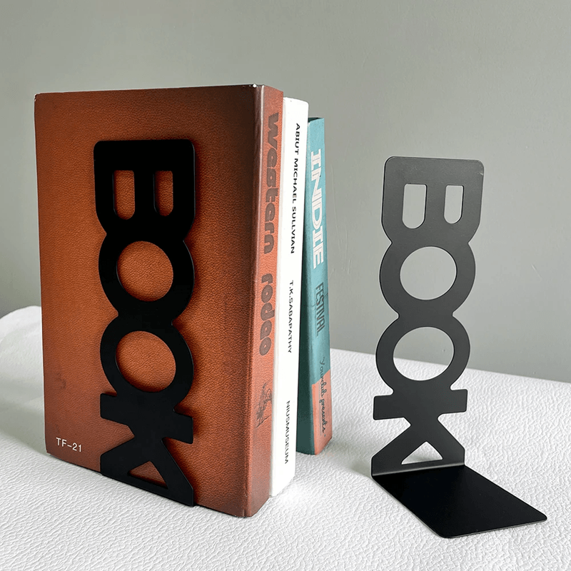 Metal Book Word Bookends Heavy Duty Decorative Bookends For Shelves And Desk 1