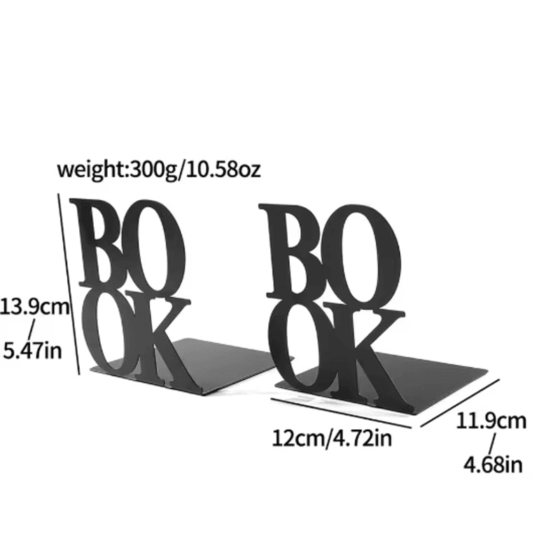 Metal Book Word Bookends Heavy Duty Decorative Bookends For Shelves And Desk 4